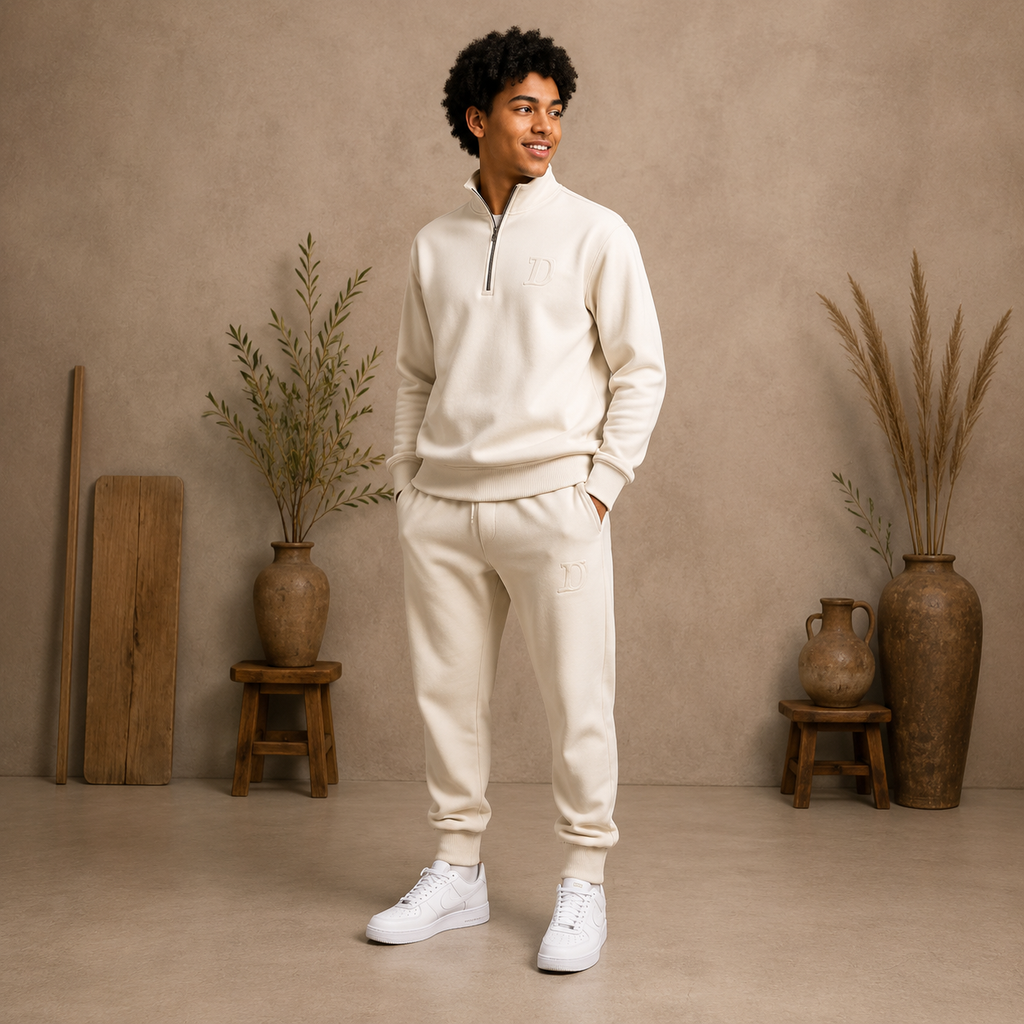 Boys fleece tracksuit set ages 9-15 White - Deema Kids Store