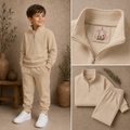 Boys fleece tracksuit set ages 3-8 Beige - Deema Kids Store