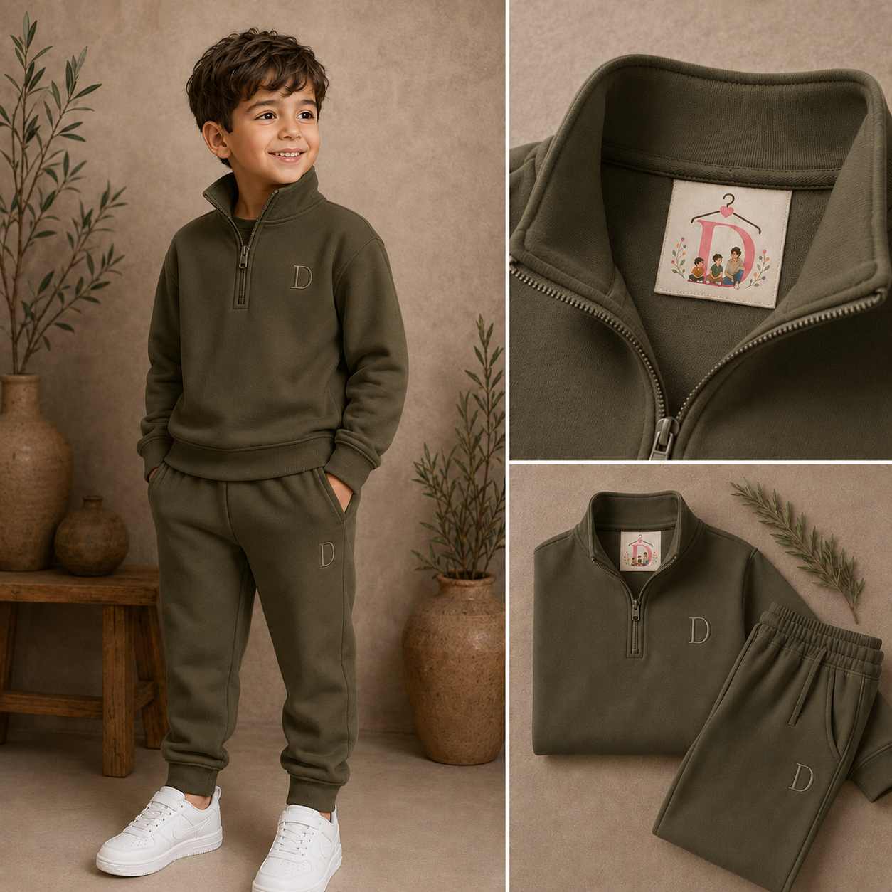 Boys fleece tracksuit set ages 3-8 Charcoal - Deema Kids Store