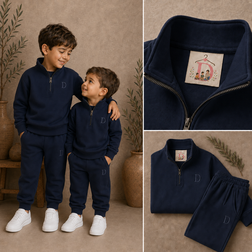 Boys fleece tracksuit set ages 3-8 Navy - Deema Kids Store
