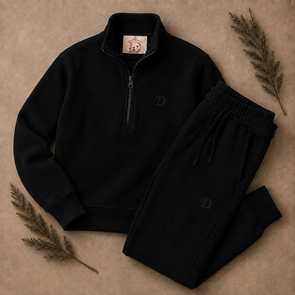 Boys fleece tracksuit set ages 9-15 Black - Deema Kids Store